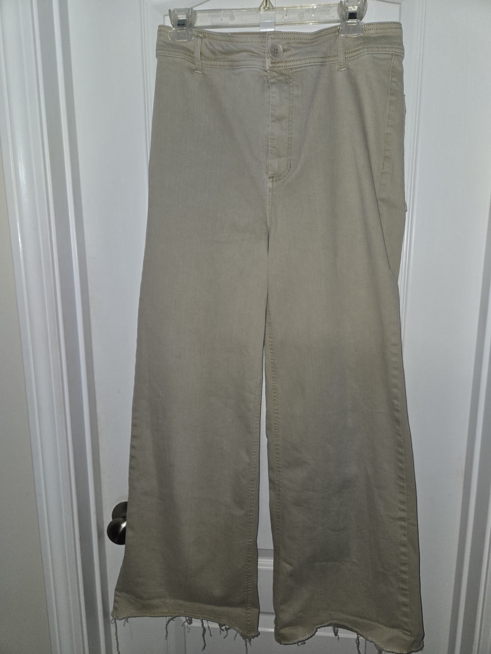 OAK Wide-Leg High-Rise Pants in Light Khaki